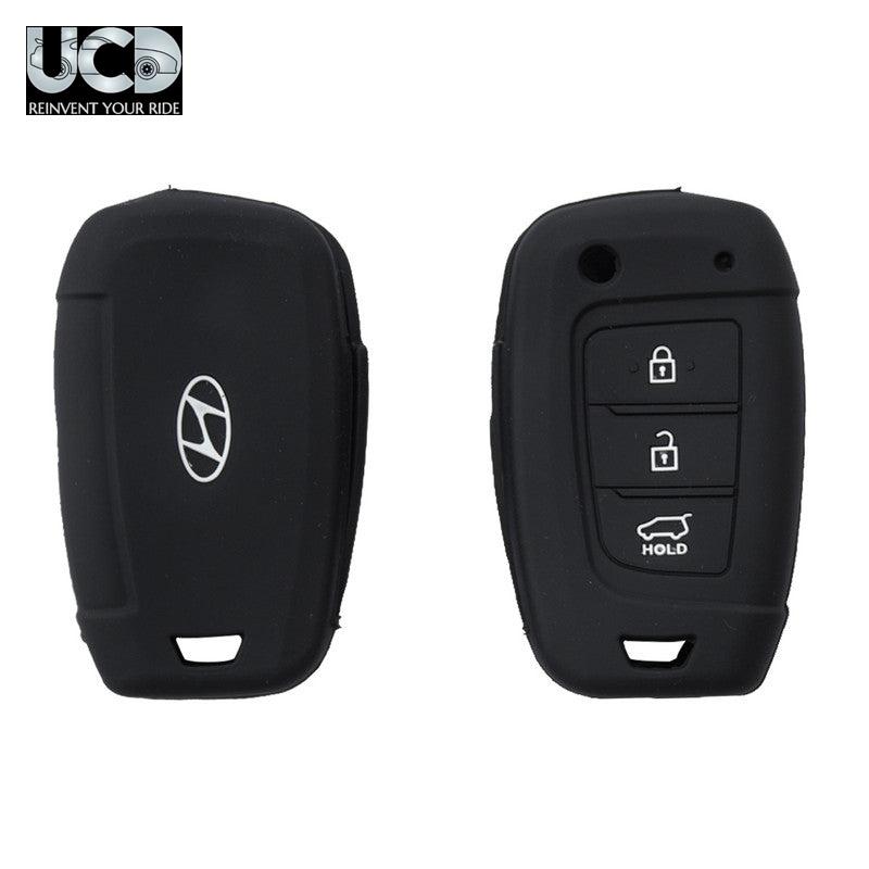 Silicone Car Key Cover for Hyundai Verna 2017 Flipkey Black