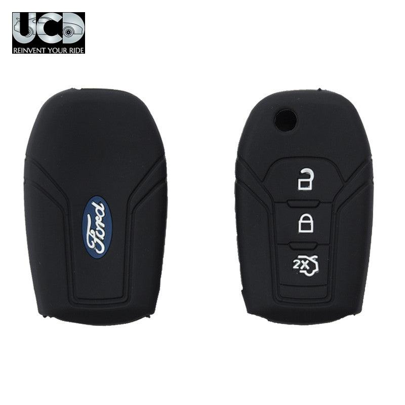 Silicone Car Key Cover for Ford Figo Flipkey Black