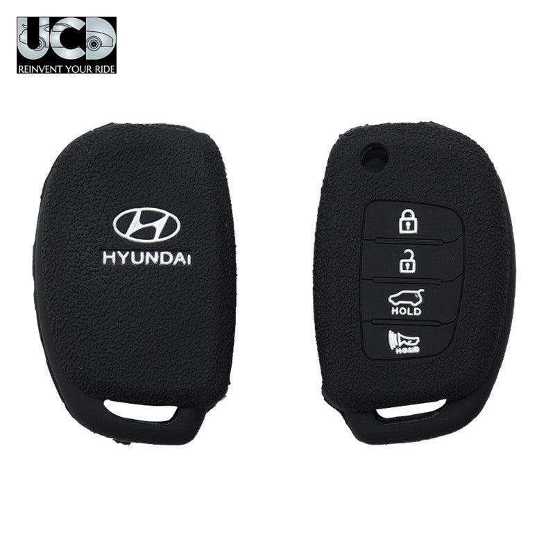 Silicone Car Key Cover for Hyundai Creta 2020 Flipkey Black