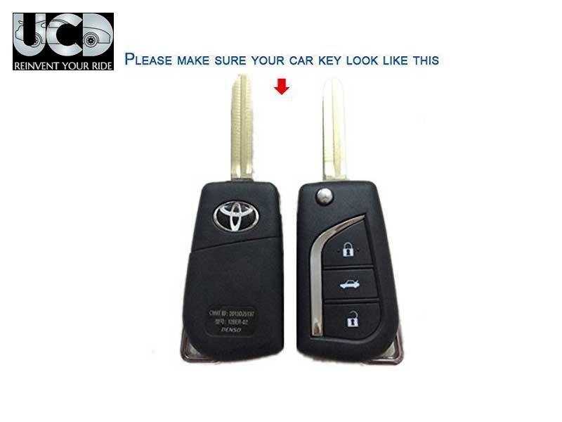 Silicone Car Key Cover for Toyota Fortuner 3 Black Button Flipkey