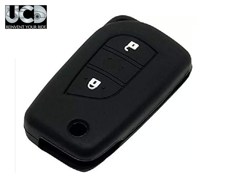 Silicone Car Key Cover for Toyota Corolla Black Button Flipkey