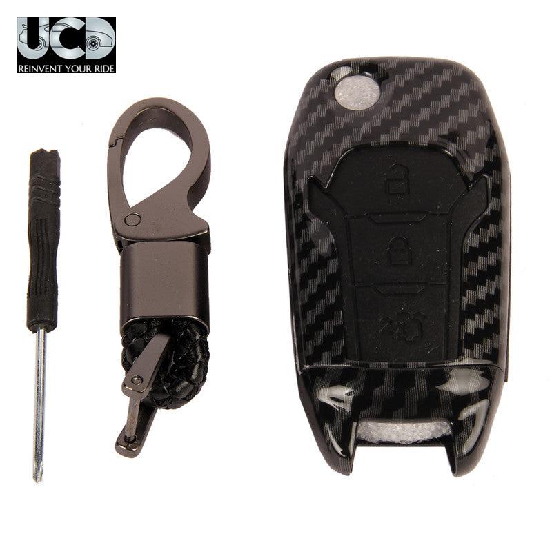 ABS Carbon Car Key Cover for Ford Endeavour Flipkey