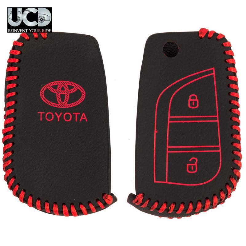 Leather Car Key Cover For Toyota Corolla Altis 2 Button Flipkey