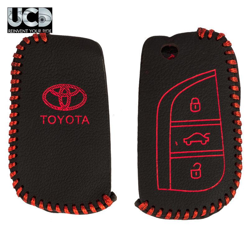 Leather Car Key Cover For Toyota Crysta 3 Button Flipkey