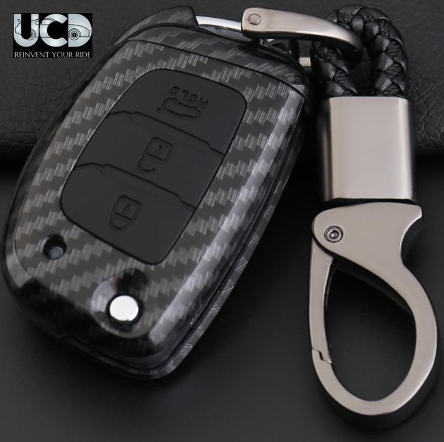 ABS Carbon Car Key Cover for Hyundai Creta Flipkey