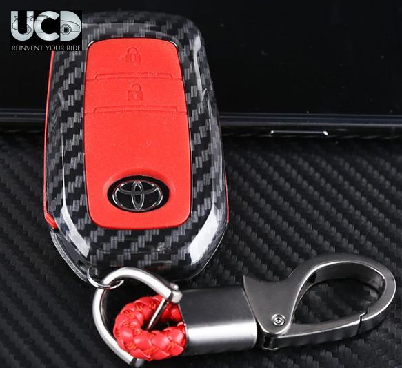 ABS Carbon Car Key Cover for Toyota Crysta 2 Button Key